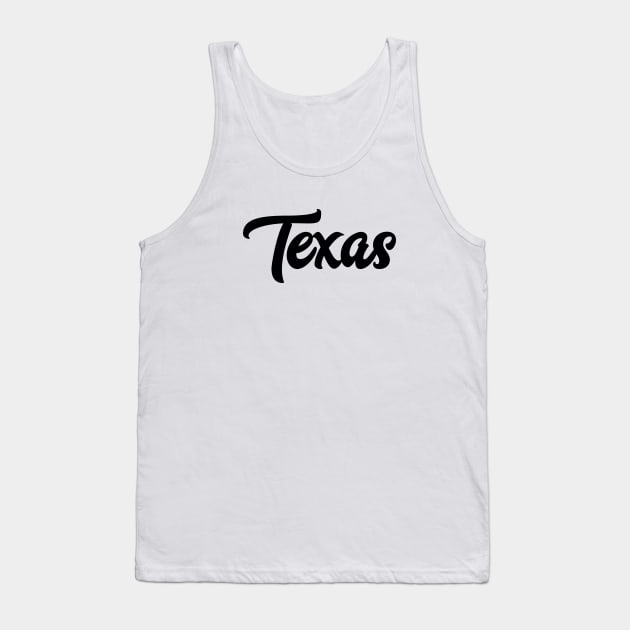 Texas State Black Script Tank Top by modeoftravel